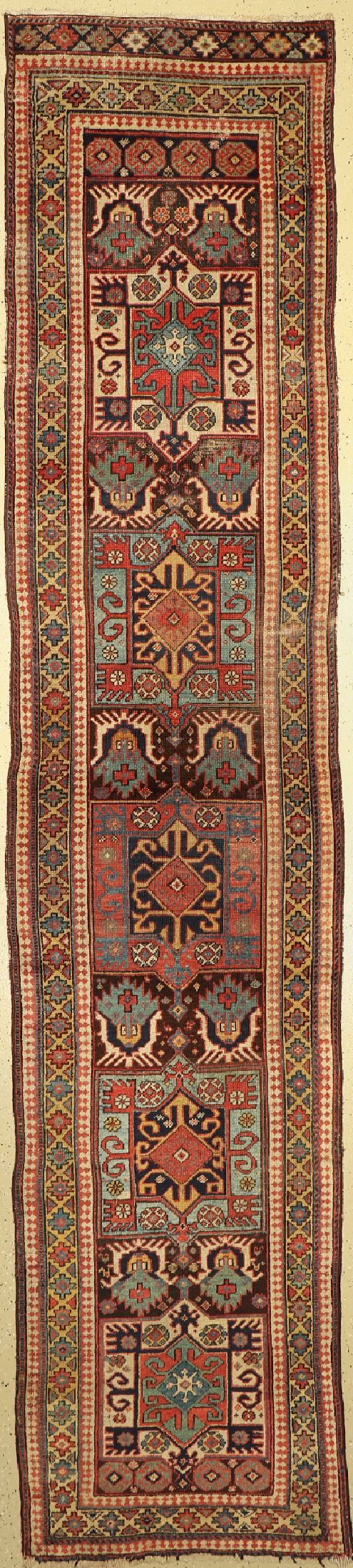 Antiker Shahsawan, Persien, 19.Jhd, Wolle auf Baumwolle, ca. 445 x 95 cm, EHZ:(Alters-und Gebrauchsspuren)