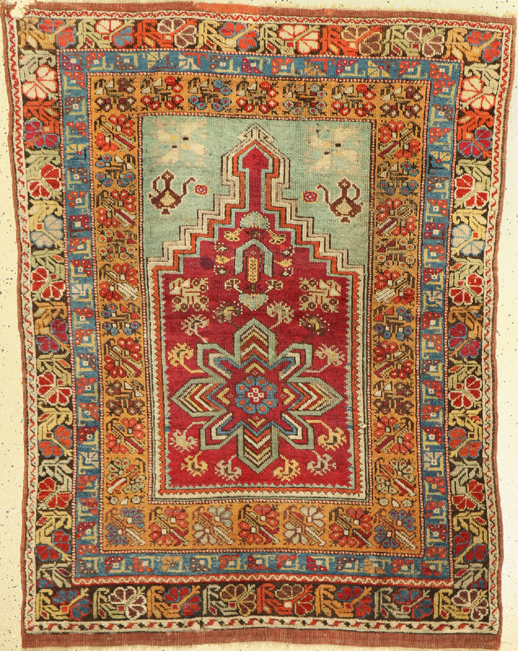 Antiker Melas, Türkei, 19.Jhd, Wolle auf Wolle, ca. 150 x 115 cm, EHZ:(Alters-und Gebrauchsspuren)