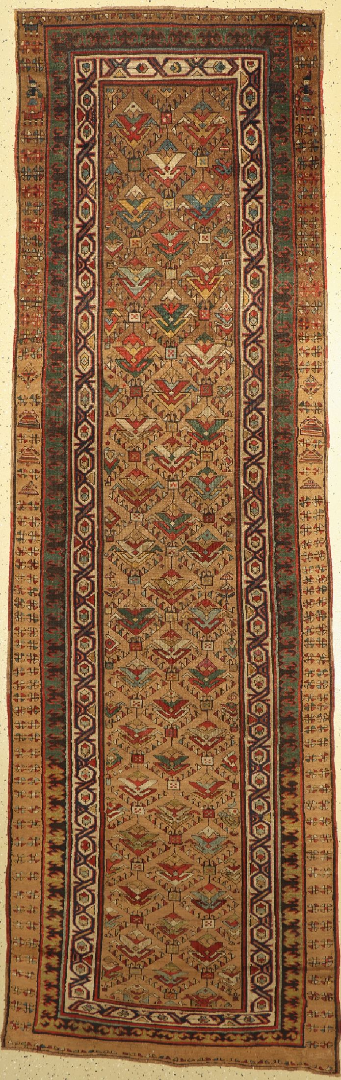 Antiker Sarab(Kamelwolle), Persien, 19.Jhd,Kamelwolle auf Baumwolle, ca. 370 x 120 cm, EHZ:(Guter Zustand)