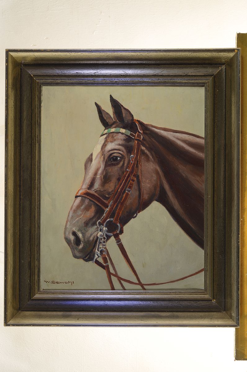 Detail k: Waldemar Sewohl, 1887 Rostock - 1967 Berlin, Fotografenlehre, Ausbildung zum Maler bei Wilhelm Blanke, Pferdeporträt im Dreiviertelprofil, signiert, ...