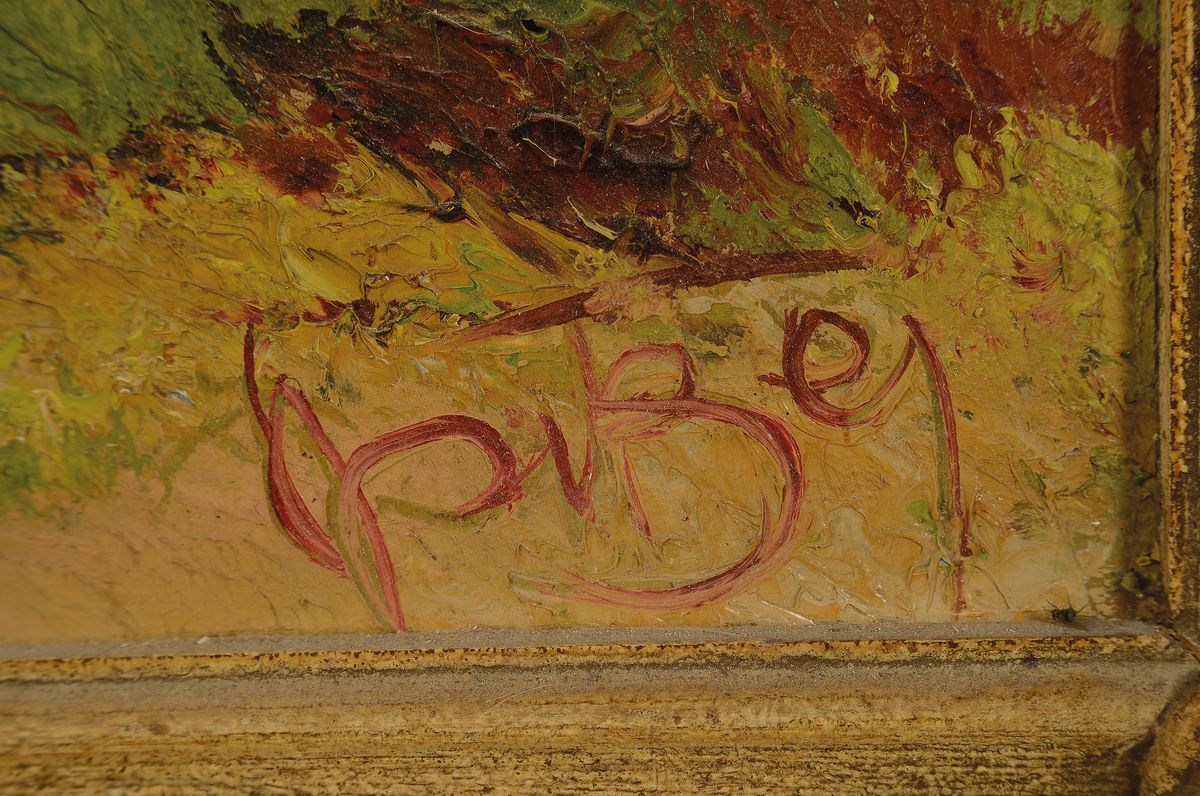 Detail a: Karl Philip Spitzer, 1887 - 1954 Speyer, Frühlingslandschaft, signiert, Öl/Malkarton, Rahmen, 80x70 cm