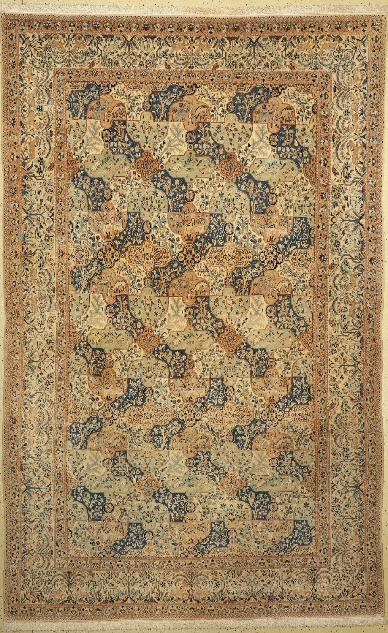 Nain fein(6 La), Persien, um 1940, Korkwolle mit Seide, ca. 280 x 177 cm, EHZ:(Sehr guter Zustand)