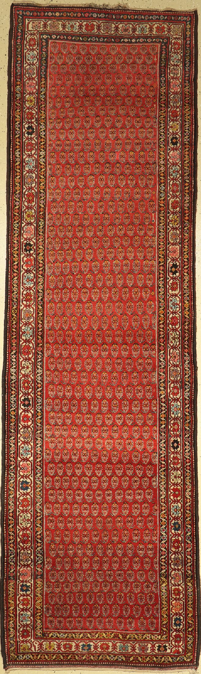 Alte Kurdische Galerie, Persien, um 1930, Wolle auf Baumwolle, ca. 395 x 114 cm, EHZ:(Guter Zustand)