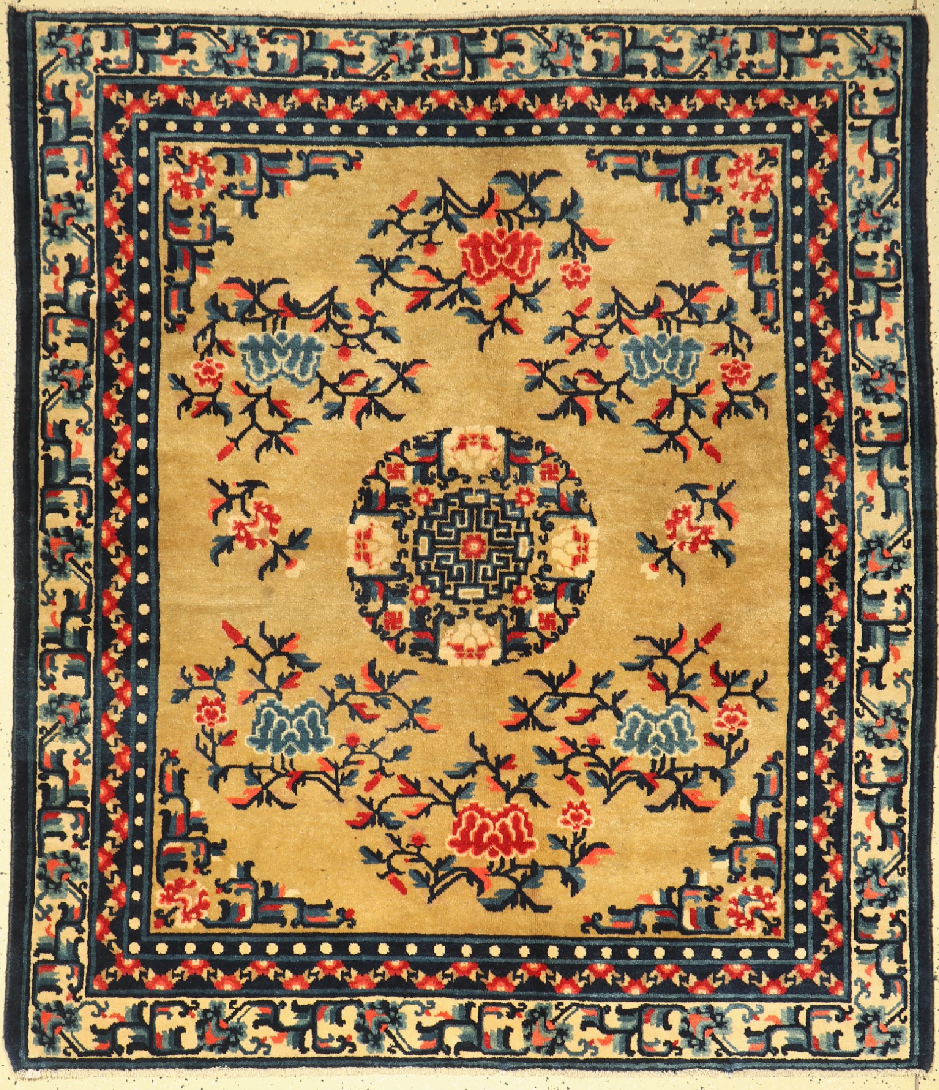 Ning-Hsia antik, China, um 1900, Wolle auf Baumwolle, ca. 186 x 163 cm, Minimal verkürzt,EHZ:(Guter Zustand)