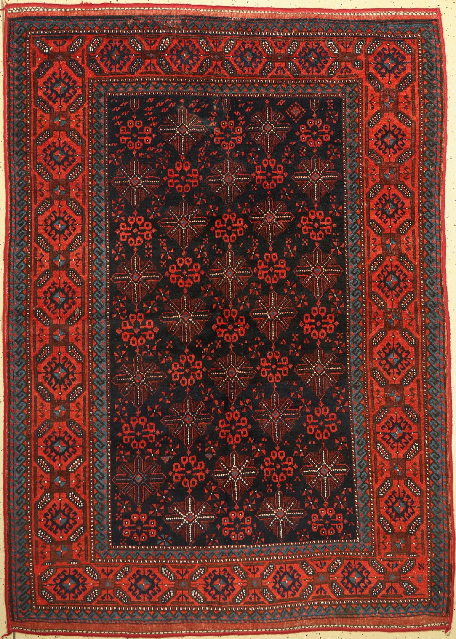 Kurdischer Dorfteppich, Türkei, um 1900, Wolle auf Wolle, ca. 220 x 157 cm, EHZ:(Guter Zustand)