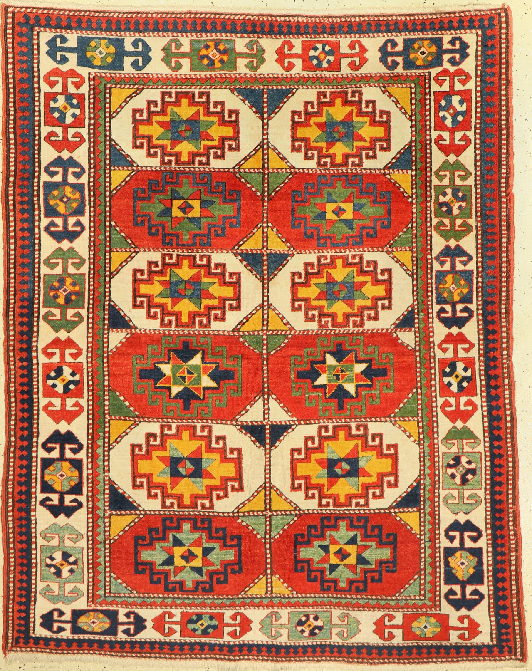 Alter Moghan, Kaukasus, um 1920/1930, Wolleauf Wolle, ca. 182 x 148 cm, EHZ:(Guter Zustand)