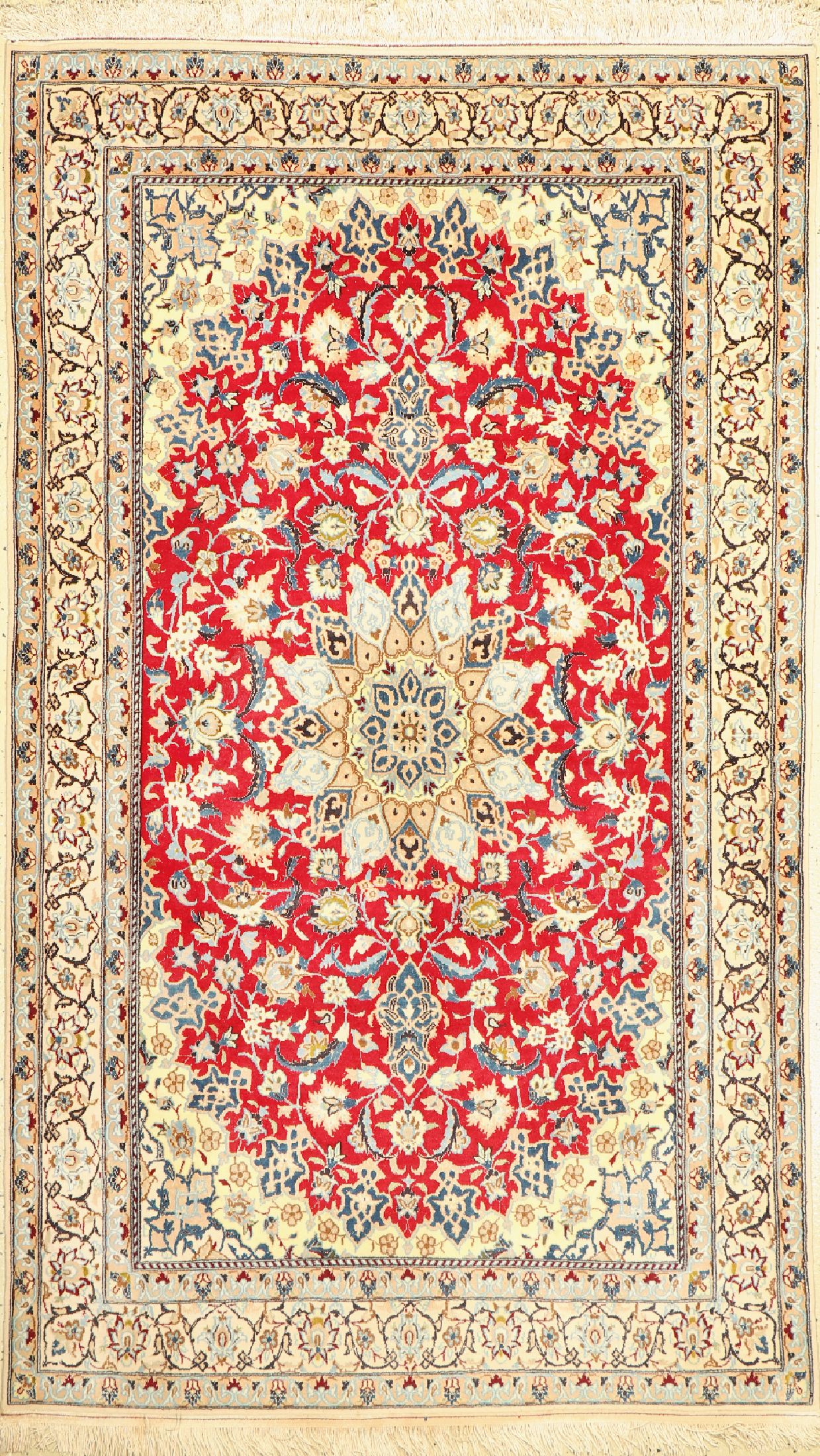 Nain fein(9 La), Persien, ca. 60 Jahre, Korkwolle mit Seide, ca. 210 x 125 cm, EHZ: 1-2