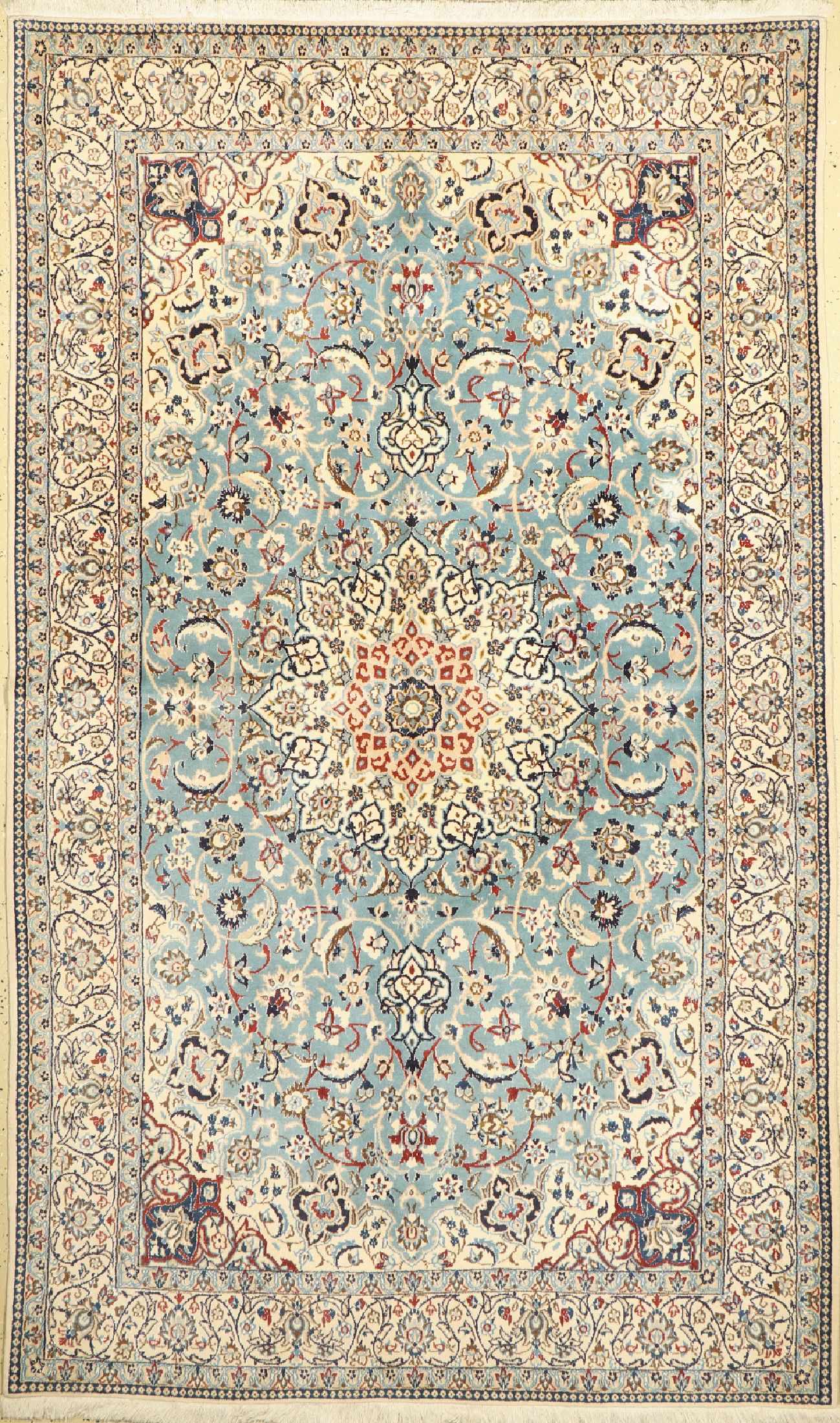 Nain fein(9 La), Persien, um 1960, Korkwolle mit Seide, ca. 255 x 155 cm, EHZ: 1-2