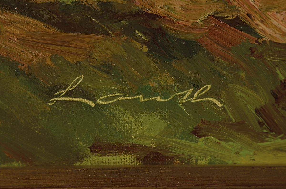 Detail a: Robert Lauth, 1896-1985 Ludwigshafen, Weinlese in der Pfalz, Öl/Lwd, links unten signiert, ca. 60x70cm, R. ca. 74x84cm