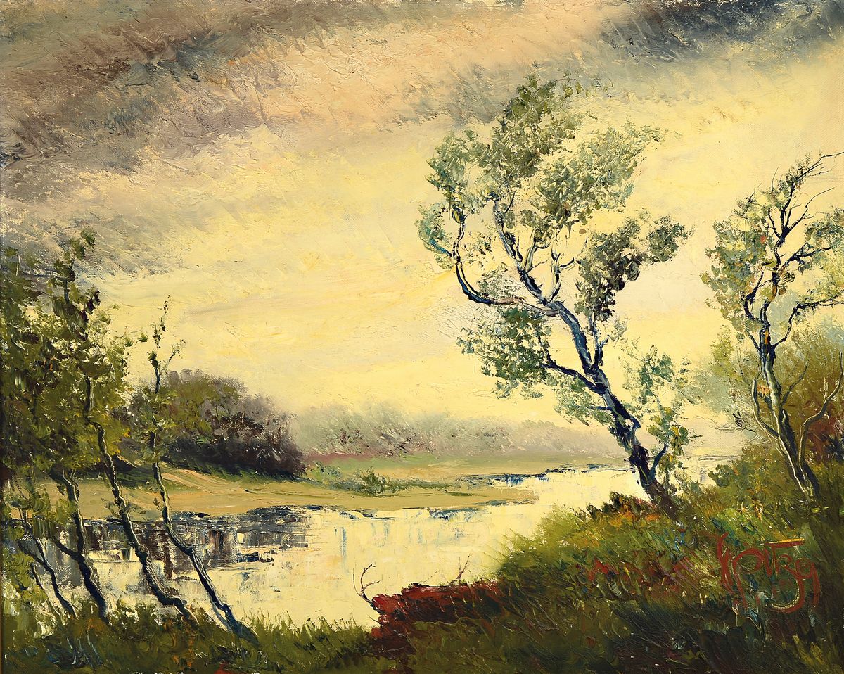 Karl Philipp Spitzer, 1887-1954 Speyer, Altrheinlandschaft, Öl/Hartfaser, rechts unten signiert, ca. 80x100cm, R. ca. 94x114cm