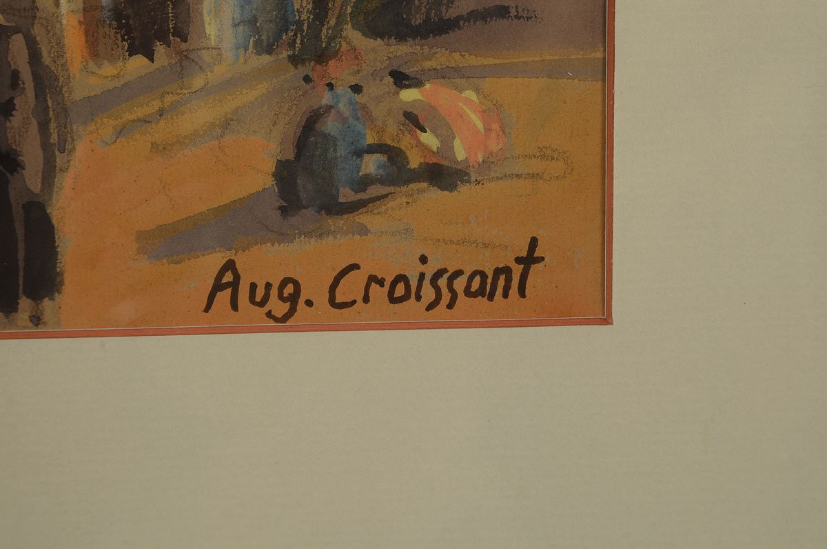 Detail a: August Croissant, 1870 Edenkoben-1941 Landau, Ansicht aus dem vorderen Orient, Gouache auf Papier, rechts unten signiert, ca. 27x19cm, PP, u.Gl., R. ...