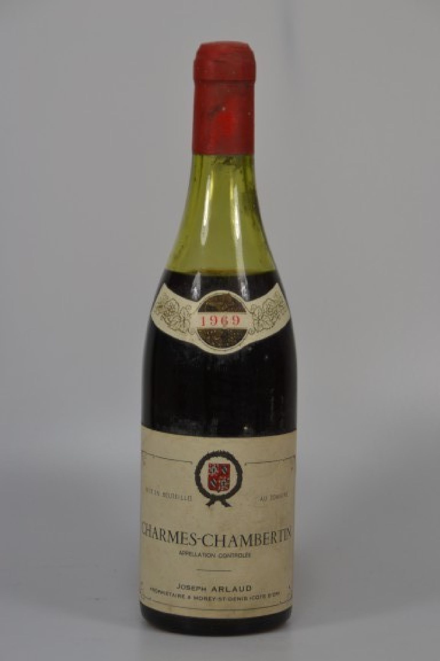 1 Flasche 1969 Domaine Arlaud Charmes -Chambertin, Joseph Arlaud, Cote de Nuits, Vertrieb Ludwig vo Kapff & Co. Bremen, ca. 750-780ml, Füllniveau ...