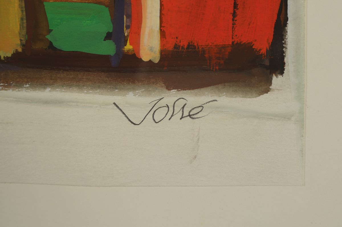 Detail a: Friedrich Jossé, 1897 Wolfstein-1994 Speyer,Gouache auf Papier, dat. 85, rechts unten handsigniert, ca. 42x37cm, u.Gl., R. ca. 63x53cm