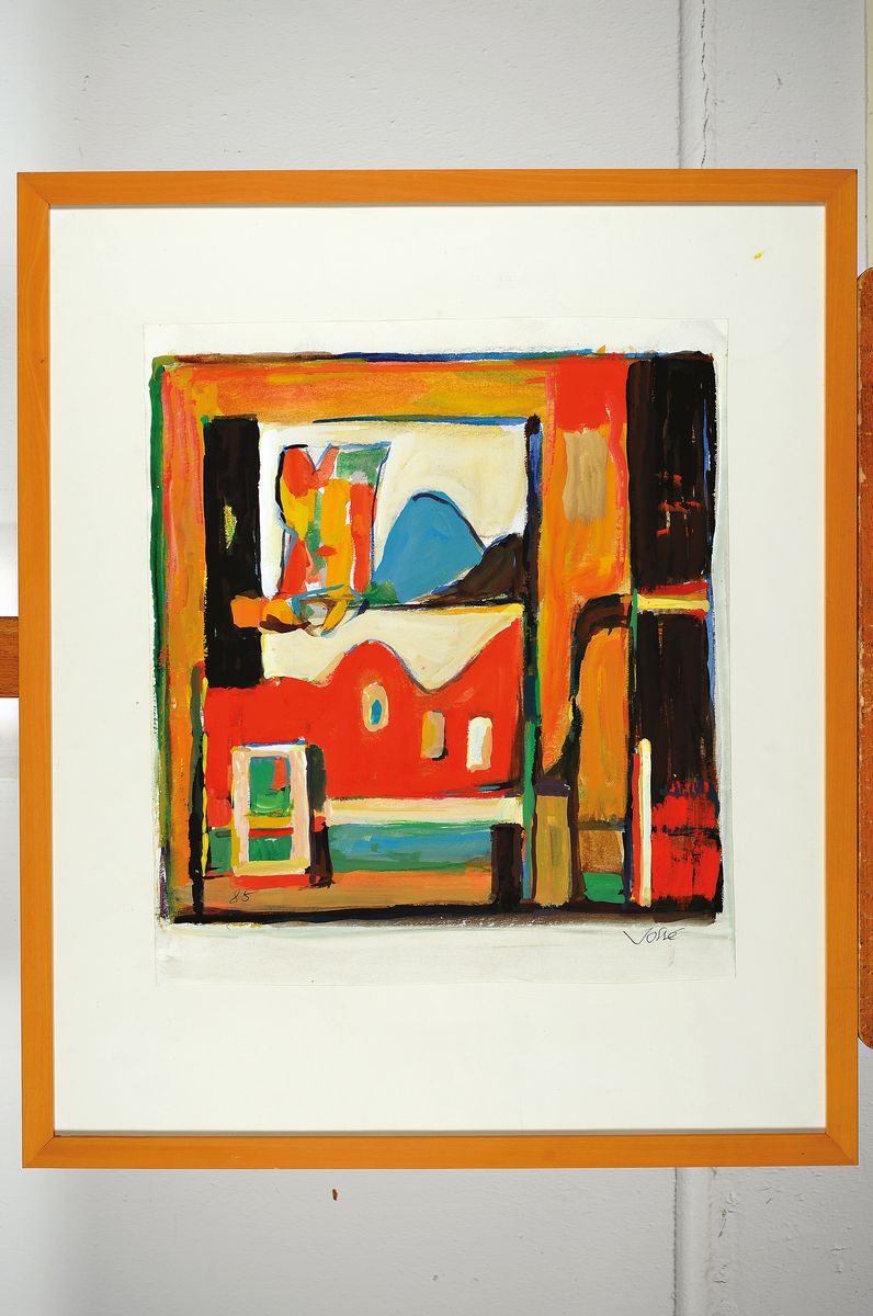 Detail k: Friedrich Jossé, 1897 Wolfstein-1994 Speyer,Gouache auf Papier, dat. 85, rechts unten handsigniert, ca. 42x37cm, u.Gl., R. ca. 63x53cm