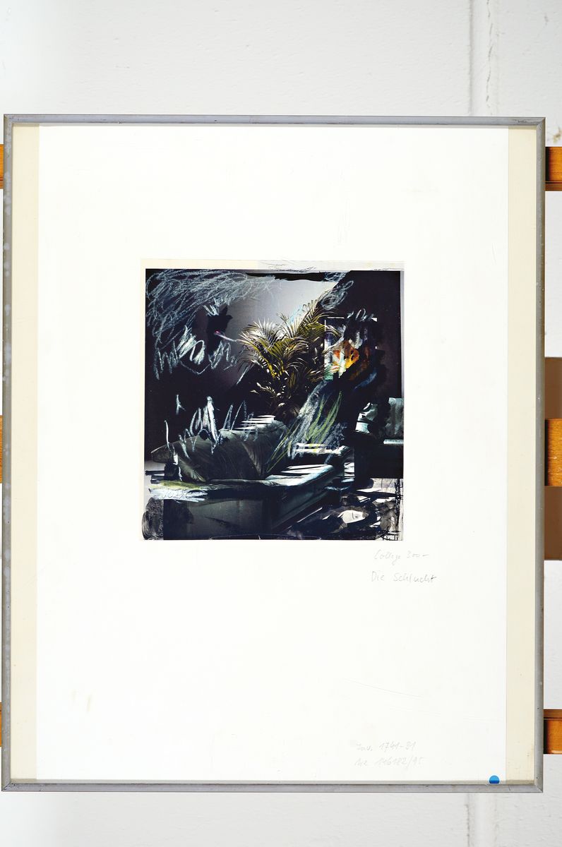 Detail k: Friedrich Jossé, 1897 Wolfstein-1994 Speyer,3 übermalte Collagen, Offsetdruck übermalt, von ca. 12x13cm bis ca. 22x17cm, alle u.Gl., R.