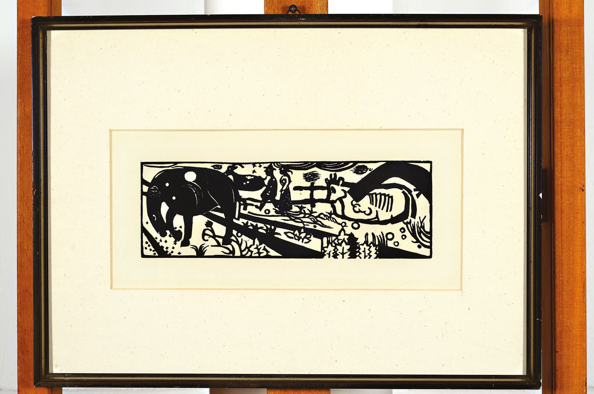 Detail k: Heinrich Campendonk, 1889-1957, Tiere, Holzschnitt, ca. 7.8x23.4cm, PP, u.Gl., R. ca. 30x40cm