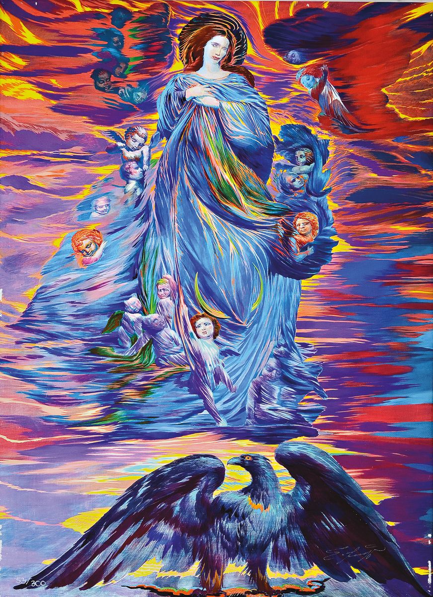 Detail a: Ernst Fuchs, 1930-2015, Perseus und die Nymphe, Gicleedruck auf Lwd, signiert und num.151/300, ca. 93x45cm