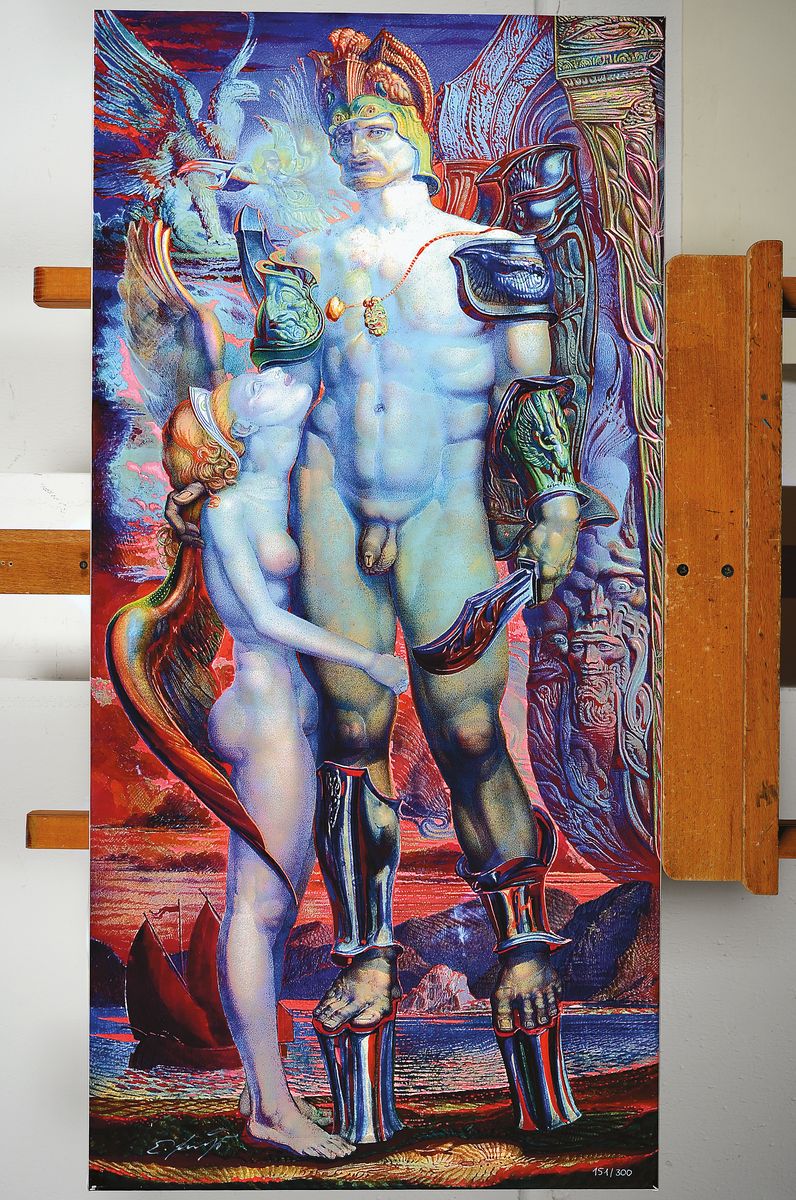 Detail k: Ernst Fuchs, 1930-2015, Perseus und die Nymphe, Gicleedruck auf Lwd, signiert und num.151/300, ca. 93x45cm