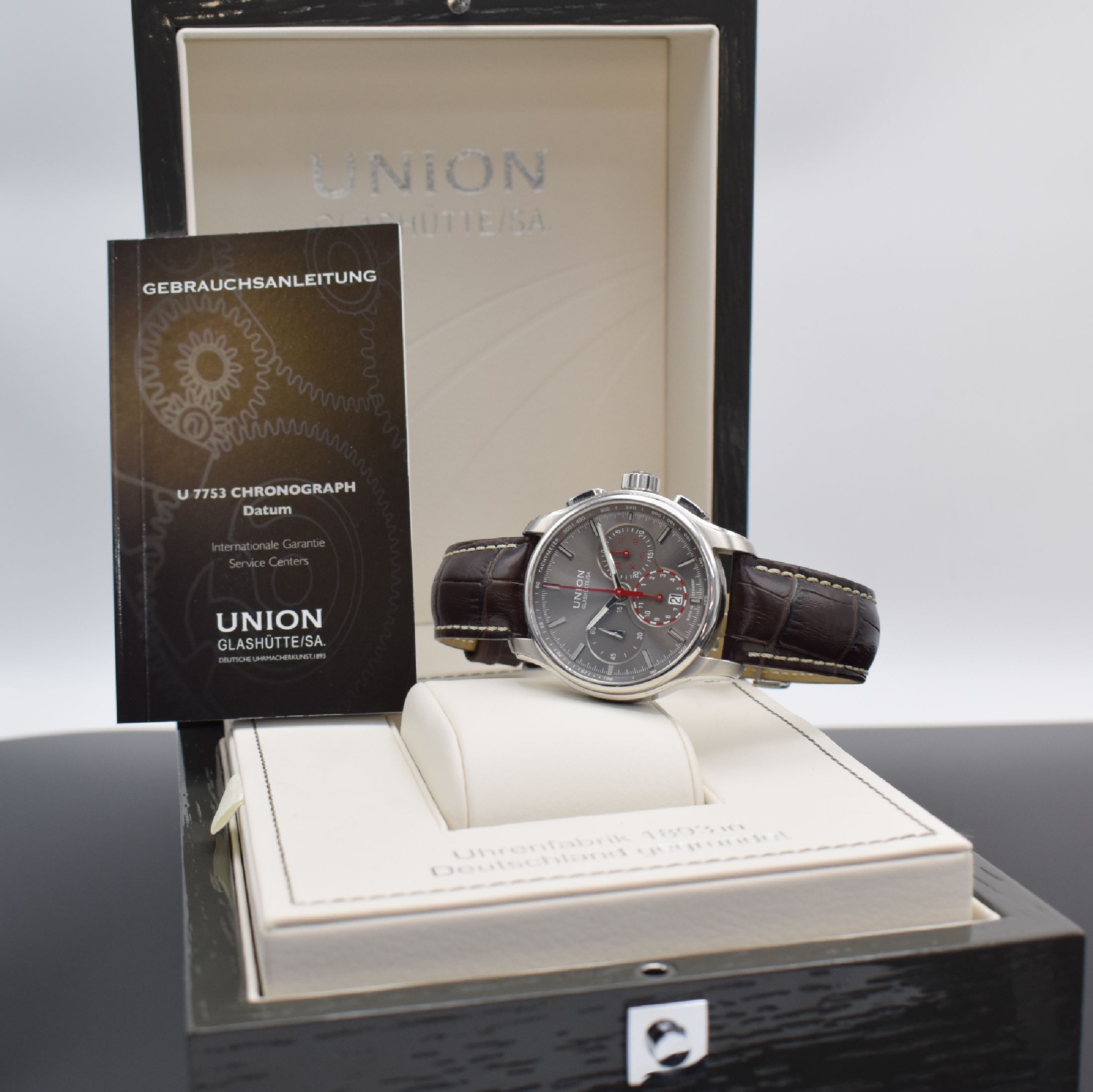 Detail d: UNION GLASHÜTTE Armbandchronograph Belisar Referenz D002.427.16.081.00, Automatik, Edelstahlgeh. inkl. orig. Lederband m. dopp. Faltschl., beids. ...