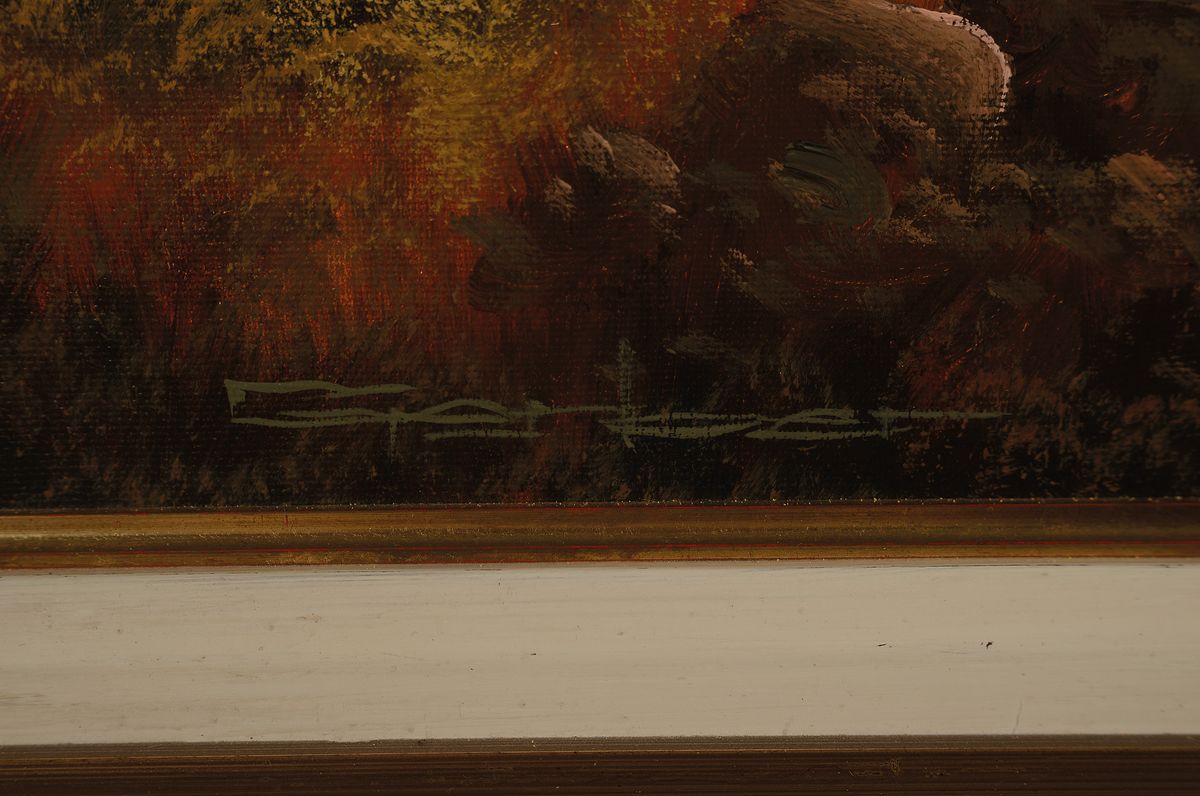 Detail a: Manfred Herzog, geb. 1949 Ludwigshafen am Rhein, Studium an der Meisterschule Kaiserslautern, stimmungsvolle Landschaft mit Sonnenuntergang, ...