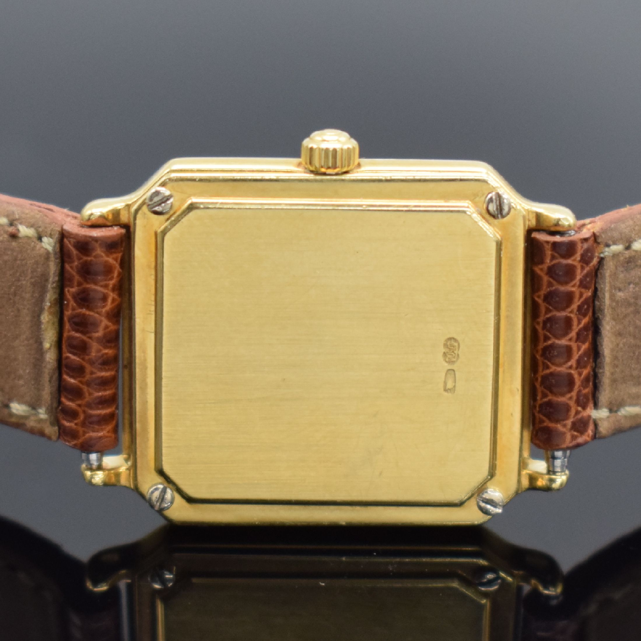 Detail c: OMEGA seltene Damenarmbanduhr Vasarely Referenz 595406 BZ in GG 750/000, Schweiz um 1987, quarz, 2-teil. Geh., Boden 4-fach verschr., Zifferbl. in ...