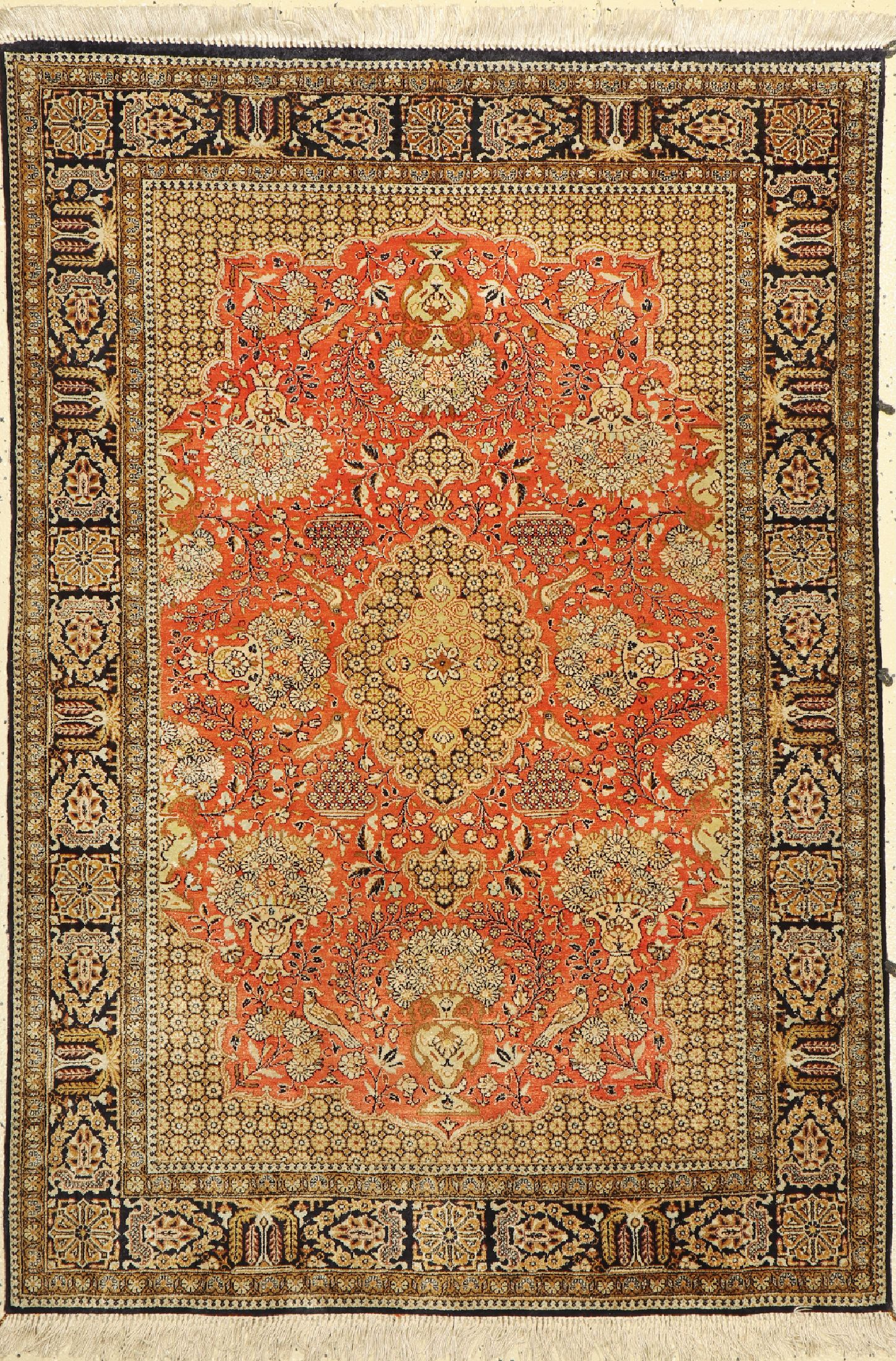 Ghom Seide, Persien, ca. 60 Jahre, reine Naturseide, ca. 155 x 110 cm, EHZ: 2