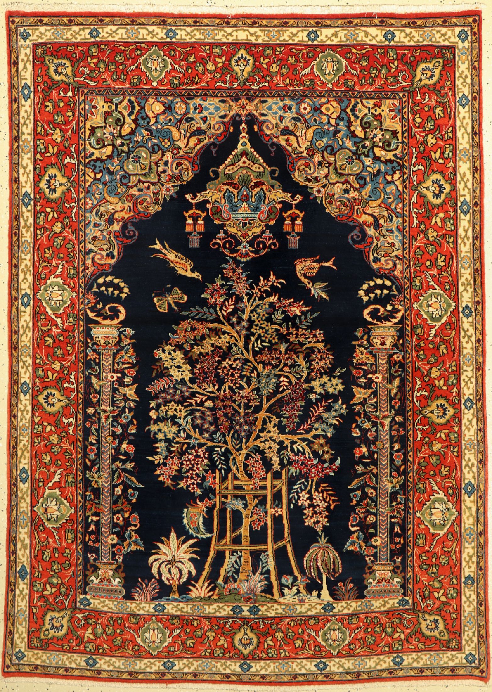 Ghom Kork fein, Persien, (Lebensbaum-Motiv), um 1940/1950, Korkwolle mit Seide, ca. 195 x 140 cm, gereinigt, EHZ:(Sehr guter Zustand)