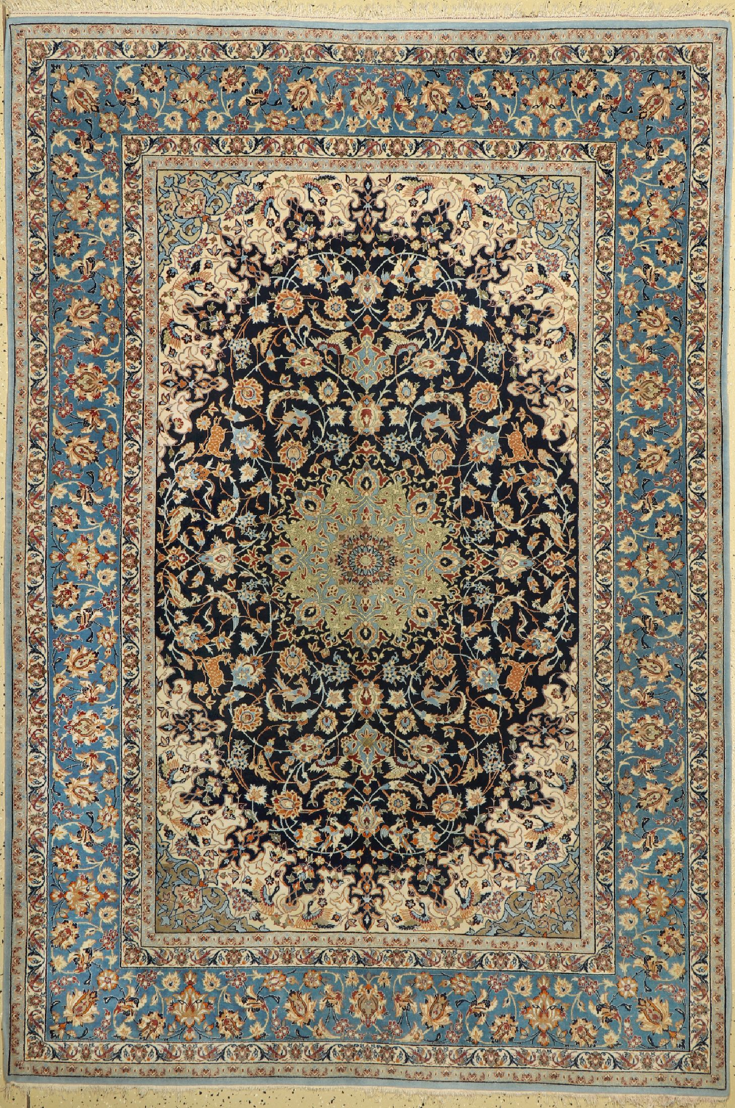 Esfahan fein, Persien, um 1950, Korkwolle, ca. 227 x 157 cm, EHZ:(Guter Zustand)