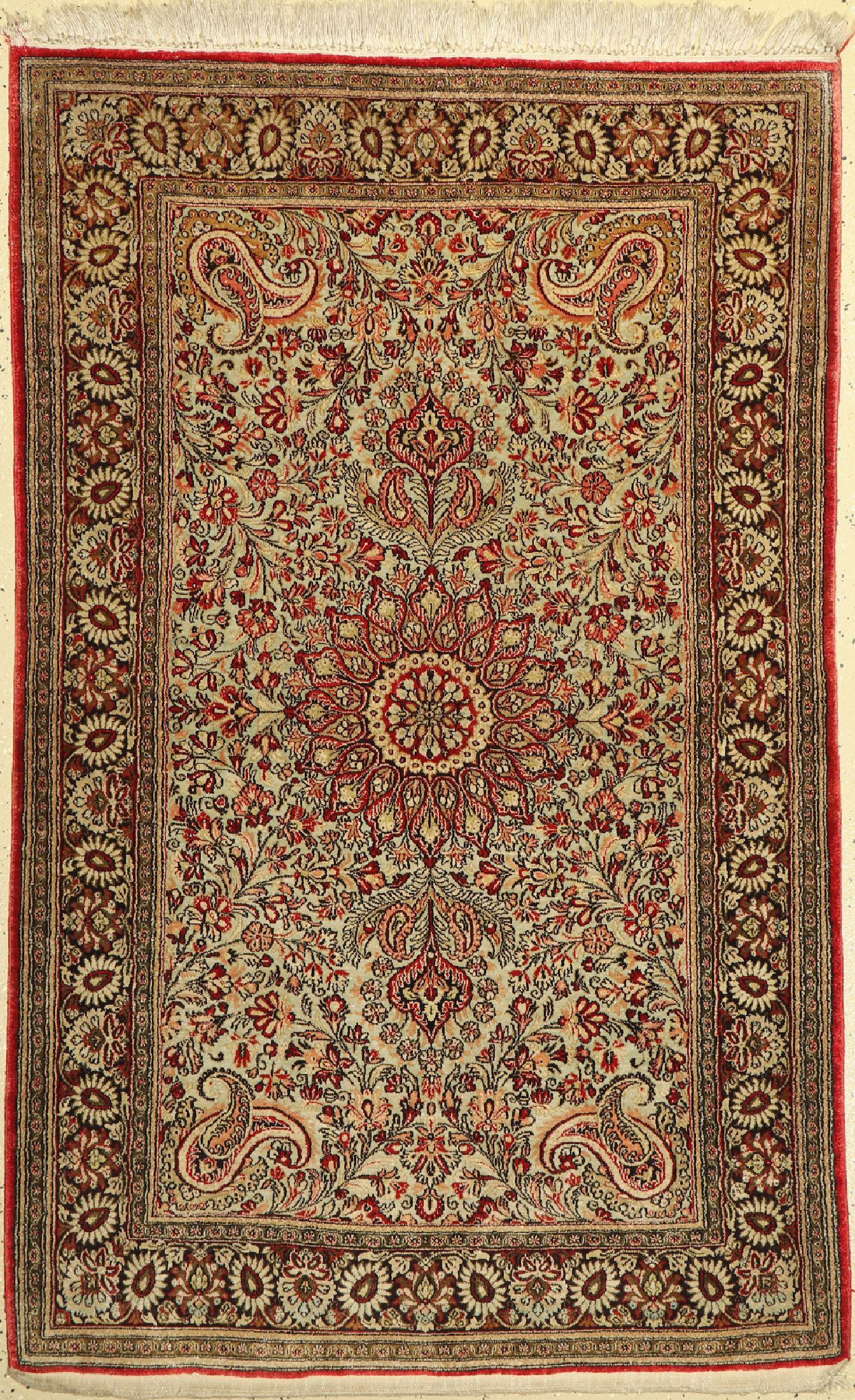 Ghom Seide alt, Persien, um 1950, reine Naturseide, ca. 167 x 108 cm, EHZ:(Guter Zustand)