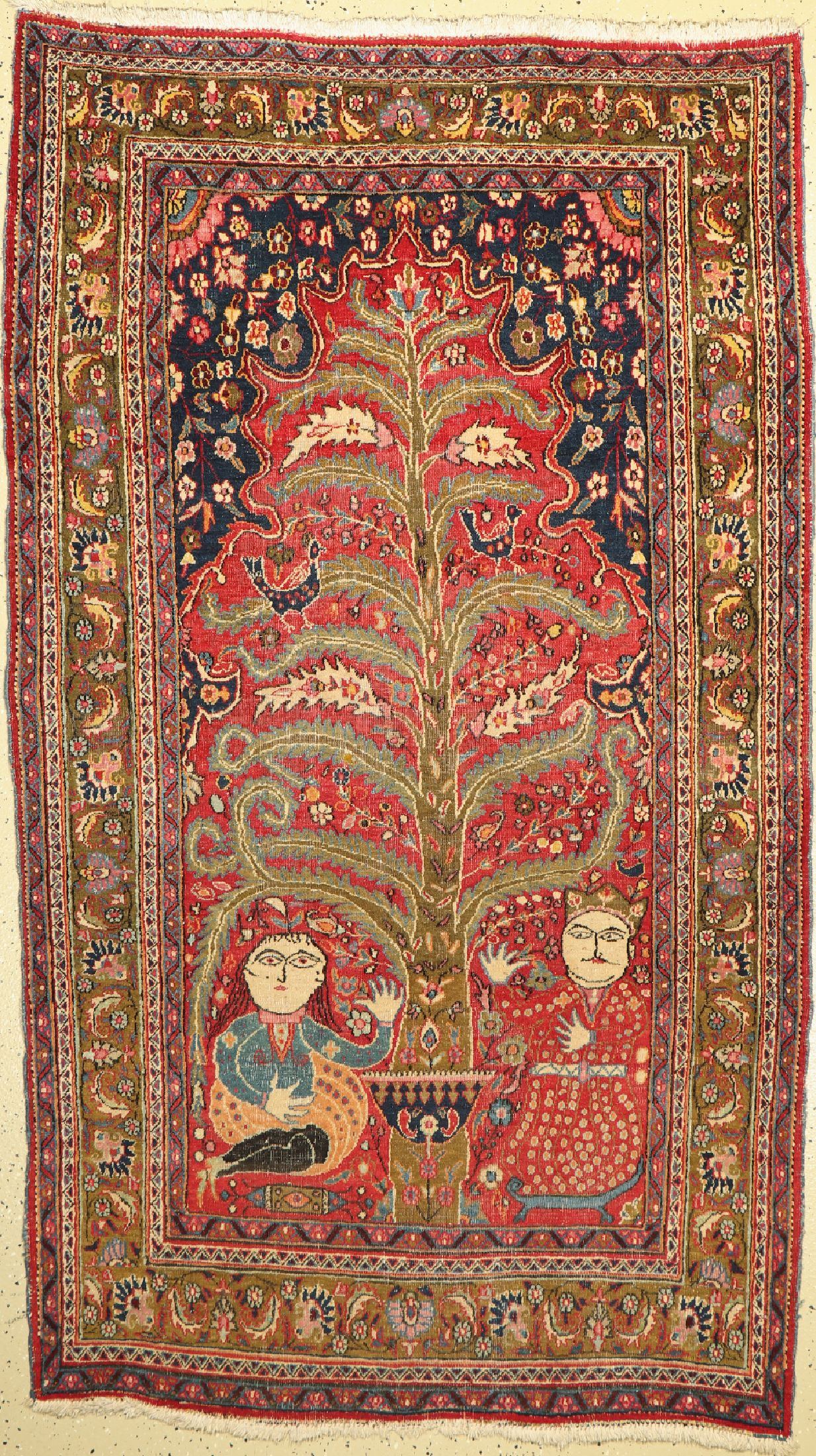Antiker Mesched, Persien, um 1900, Wolle auf Baumwolle, ca. 210 x 122 cm, EHZ:(Alters-und Gebrauchsspuren)