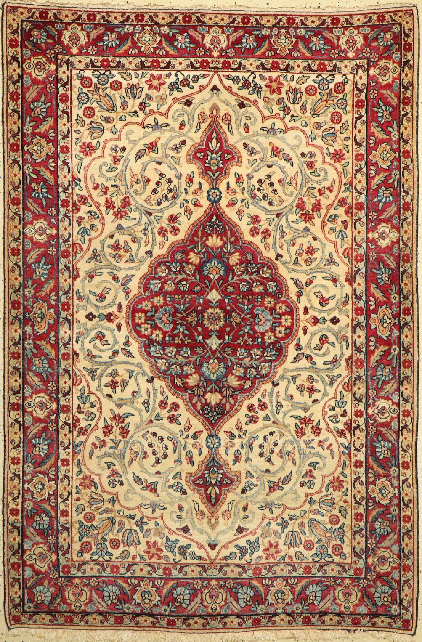 Alter Mesched, Persien, um 1930/1940, Wolleauf Baumwolle, ca. 193 x 131 cm, EHZ:(Guter Zustand)