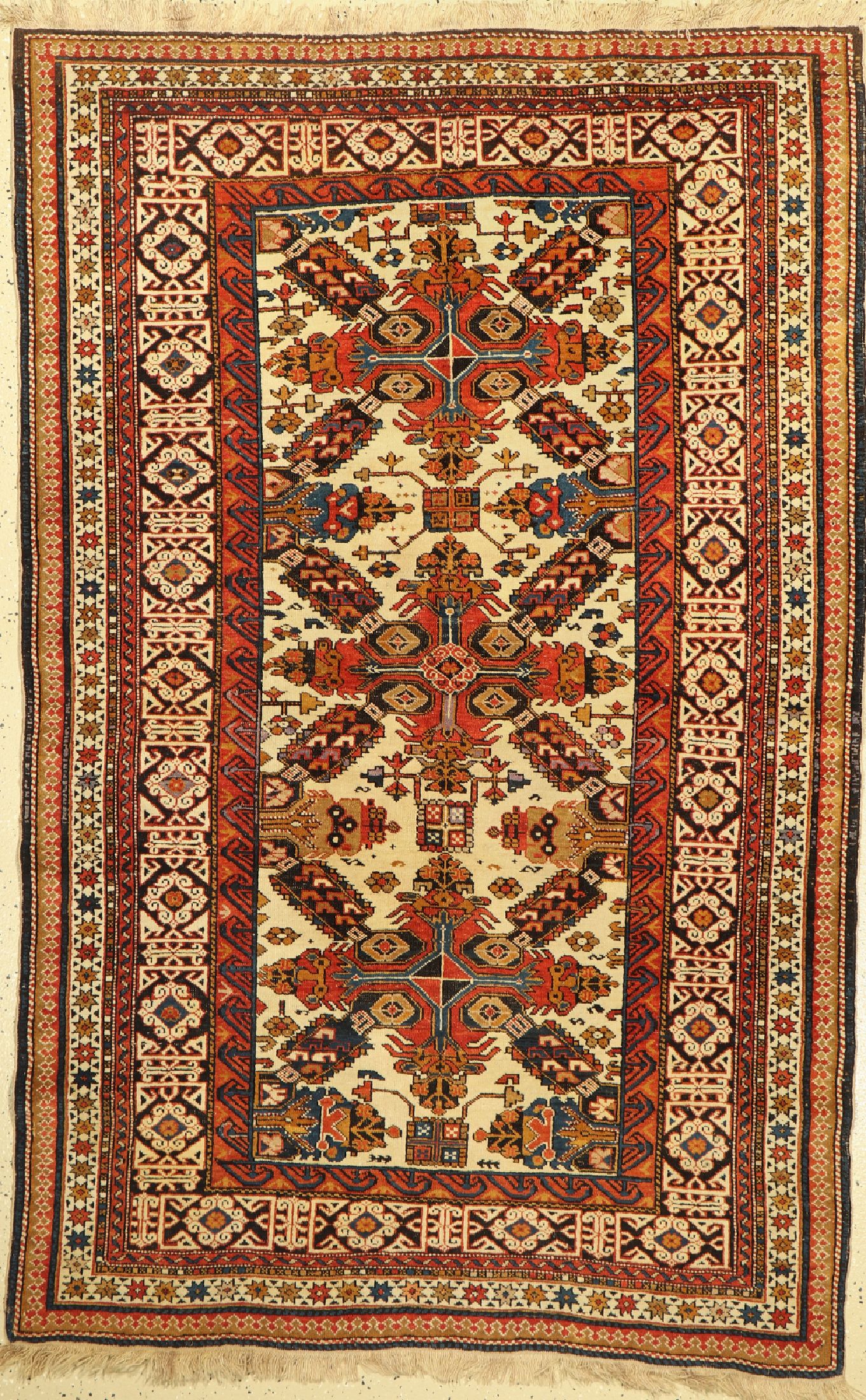 Antiker Seychur, Kaukasus, um 1900, Wolle auf Wolle, ca. 200 x 127 cm, EHZ:(Guter Zustand)
