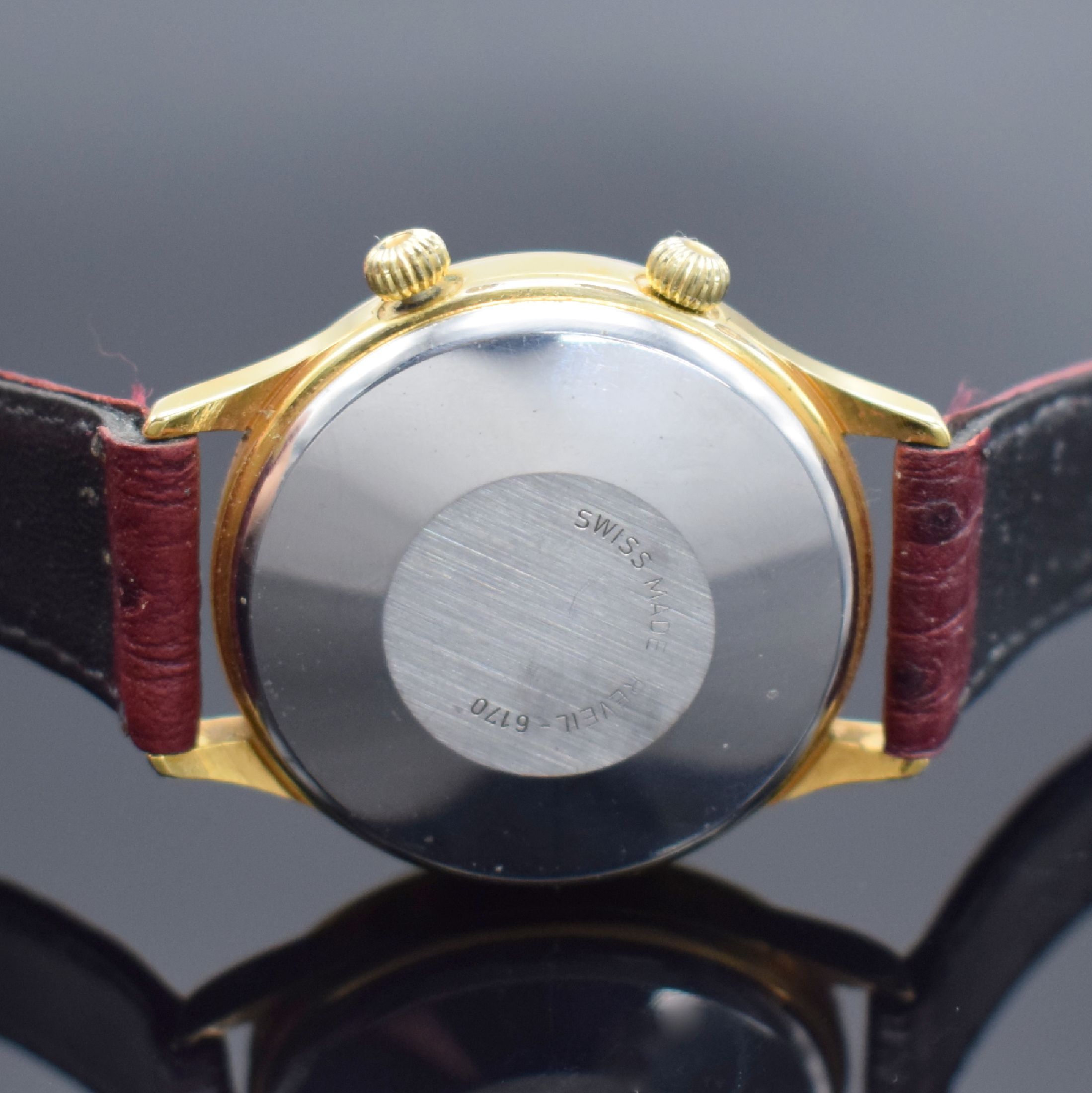 Detail c: FULGOR Armbandwecker mit Kaliber AS 5008, Schweiz um 1985, Automatik, verg. Gehäuse, Stahlboden aufgedr., silb. Zifferbl. m. arab. Zahlen, Datum, ...
