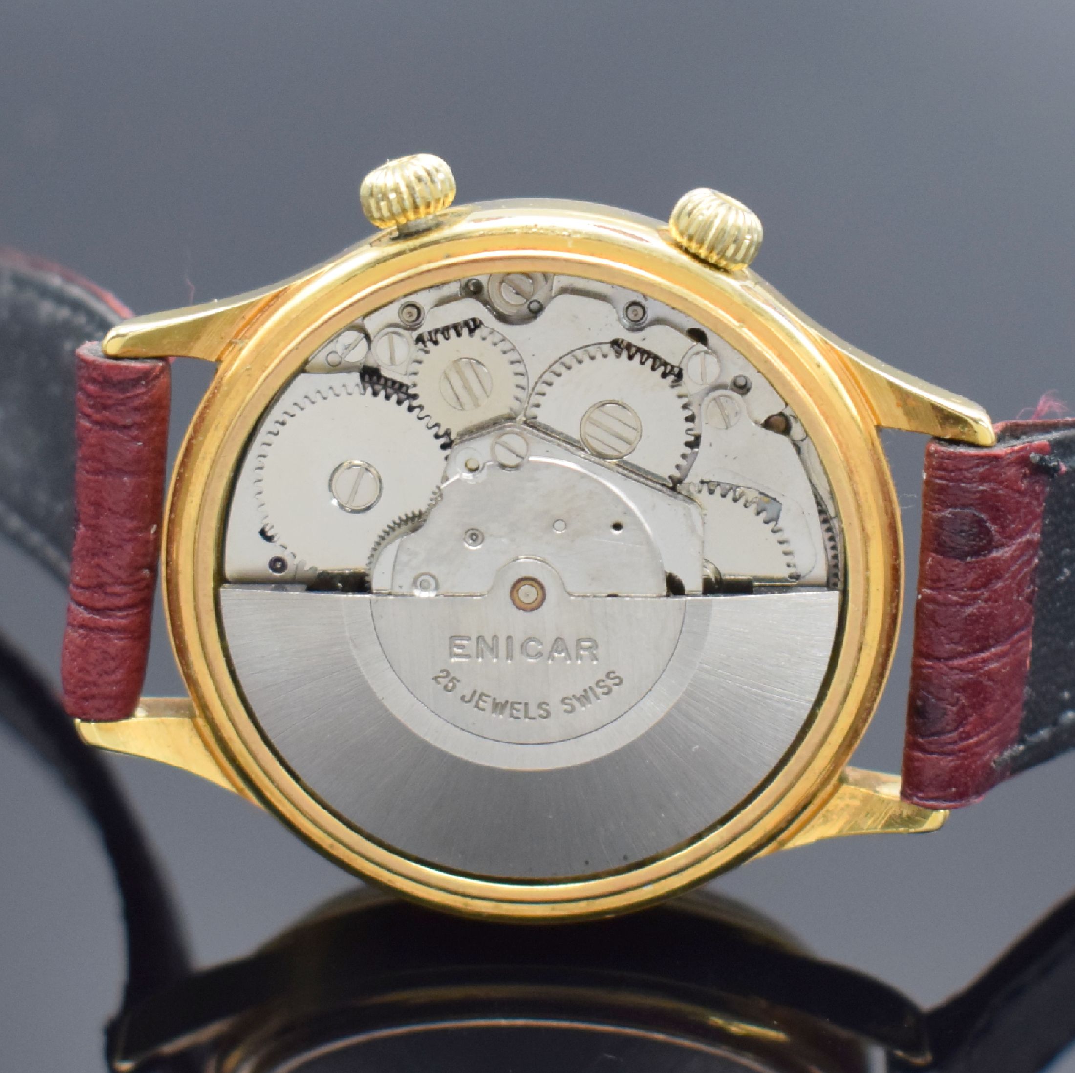 Detail d: FULGOR Armbandwecker mit Kaliber AS 5008, Schweiz um 1985, Automatik, verg. Gehäuse, Stahlboden aufgedr., silb. Zifferbl. m. arab. Zahlen, Datum, ...