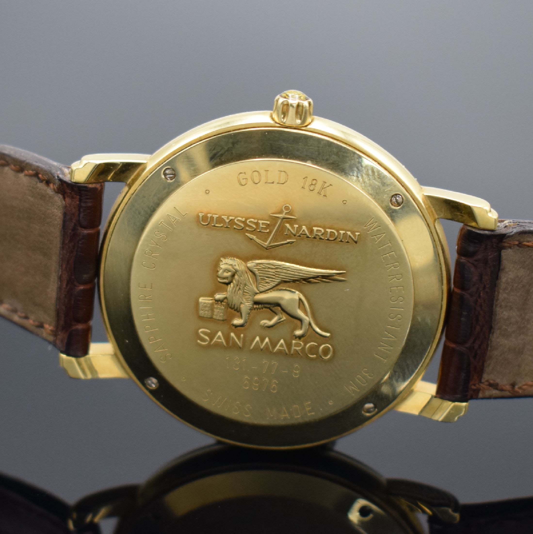 Detail e: ULYSSE NARDIN San Marco "Gorch Fock" extrem seltene, auf 25 Stück limitierte Herrenarmbanduhr in GG 750/000 Referenz 131-77-9, Schweiz um ...