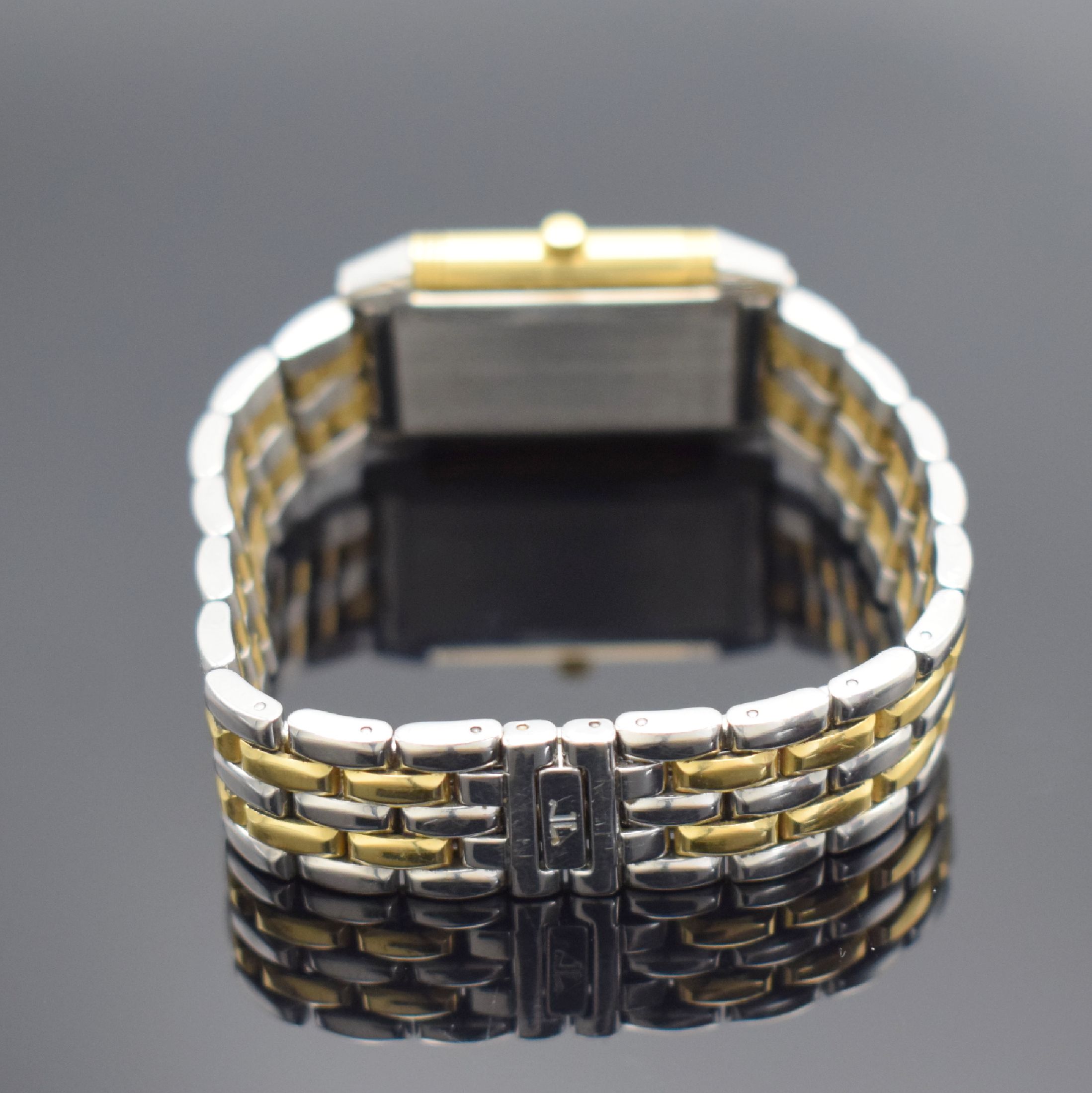 Detail b: Jaeger-LeCoultre Reverso Damenarmbanduhr Referenz 260.5.86, Schweiz um 2005, Handaufzug, Edelstahl & Gold komb., Wendegeh. in Gold, Gliederband m. ...