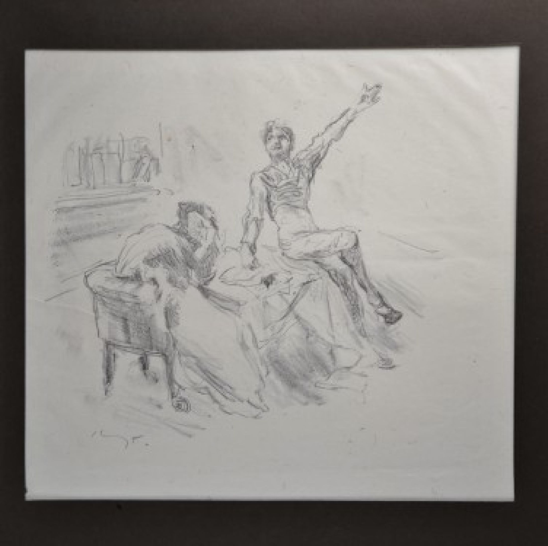 Detail c: Max Slevogt, 4 Grafiken, handsigniert: a: Gespräch zwischen Faust und Mephisto, 1925/27, ca. Blattgr. 46 x 35 cm, b. Radierung Kreuztragung aus ...