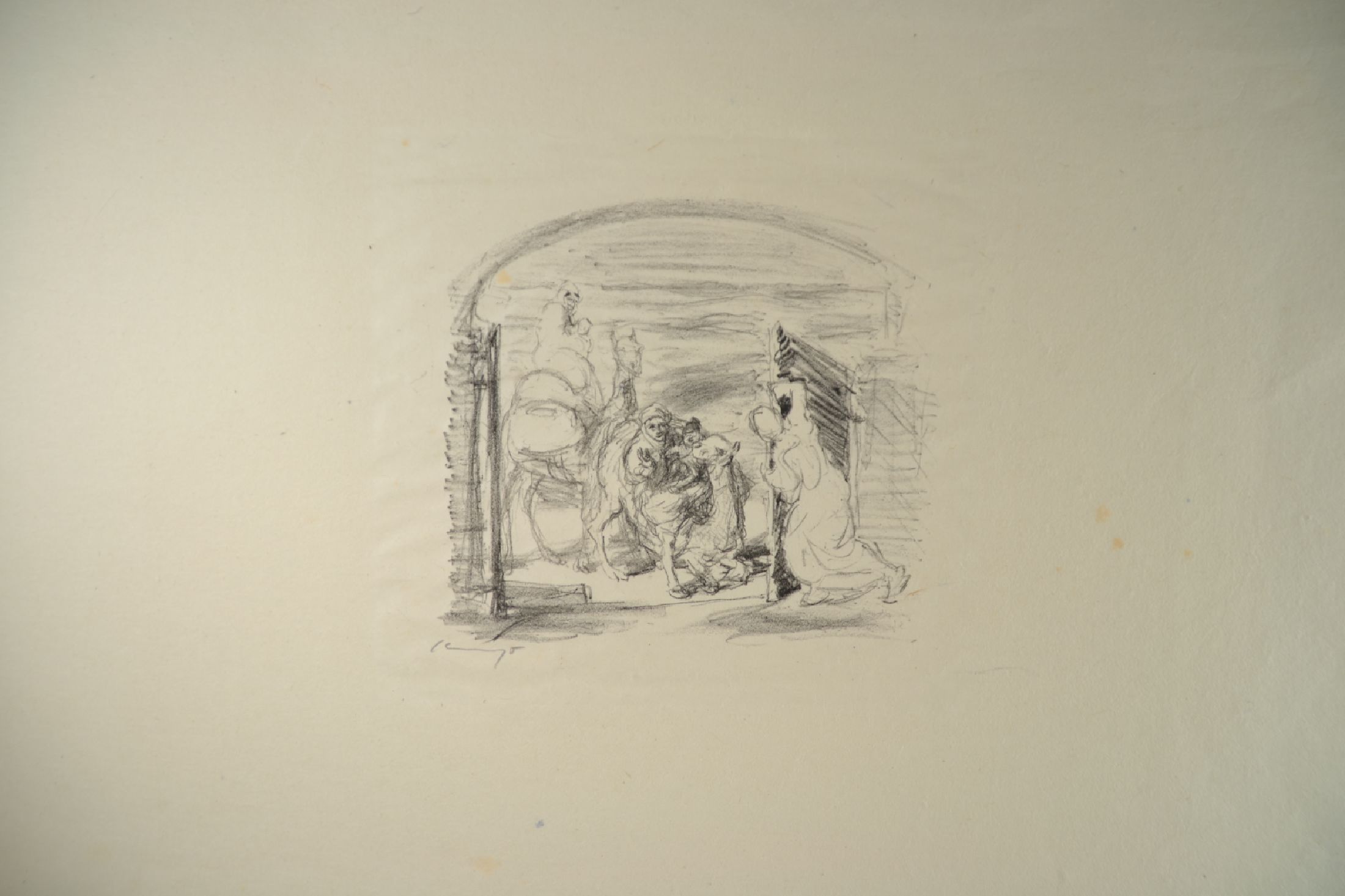 Detail d: Max Slevogt, 4 Grafiken, handsigniert: a: Gespräch zwischen Faust und Mephisto, 1925/27, ca. Blattgr. 46 x 35 cm, b. Radierung Kreuztragung aus ...