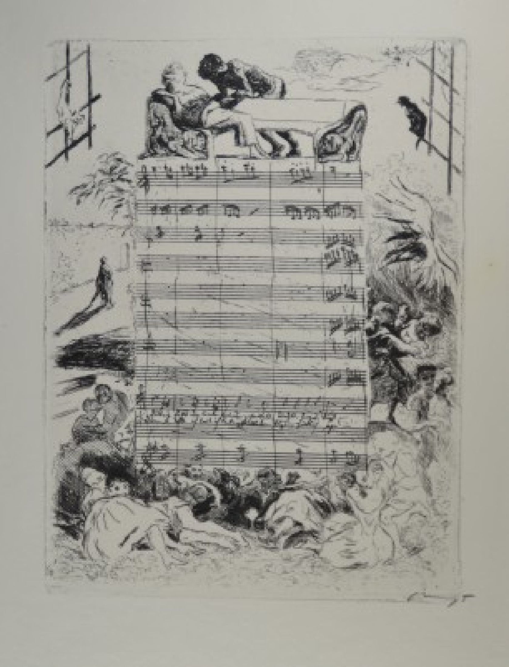 Max Slevogt, die Zauberflöte, drei orig. Radierungen aus "Randzeichnungen zu Mozarts Zauberflöte", alle handsigniert, Auflage 100, ca. ...