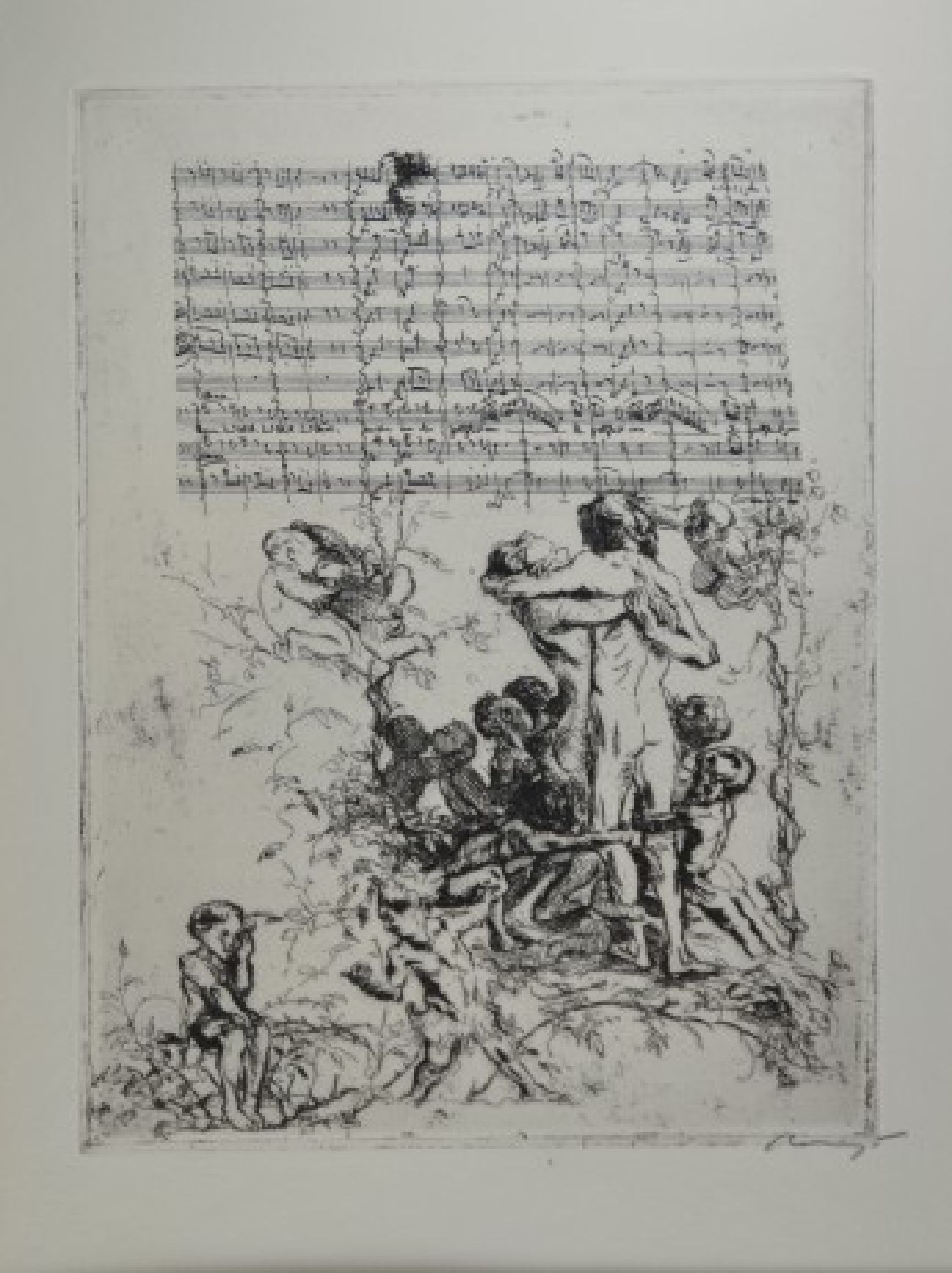 Detail a: Max Slevogt, die Zauberflöte, drei orig. Radierungen aus "Randzeichnungen zu Mozarts Zauberflöte", alle handsigniert, Auflage 100, ca. ...