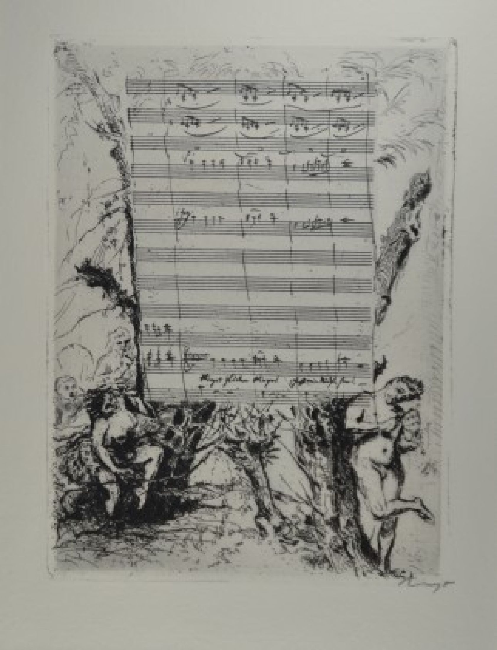 Detail b: Max Slevogt, die Zauberflöte, drei orig. Radierungen aus "Randzeichnungen zu Mozarts Zauberflöte", alle handsigniert, Auflage 100, ca. ...