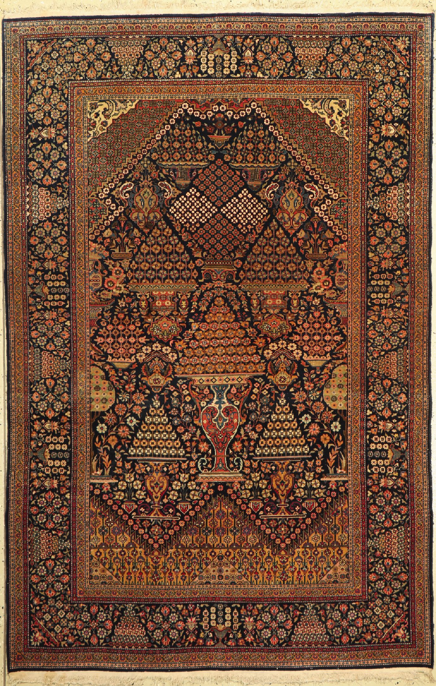 Feiner Keschan antik Persien, (Hadj-KhanumiDesign), um 1900, Korkwolle, ca. 210 x 135 cm,EHZ:(Guter Zustand), paar kleine Flecken