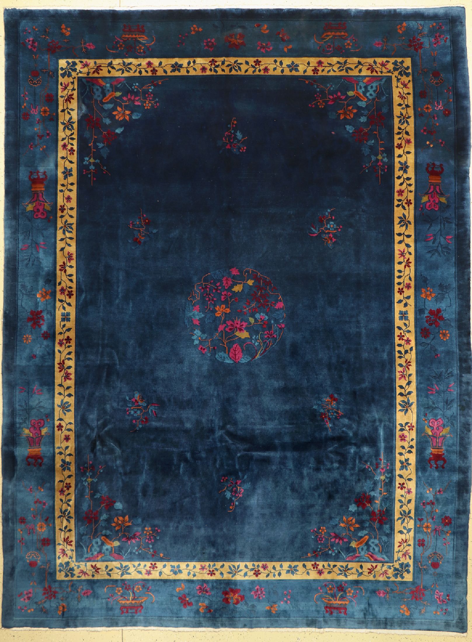 Antiker feiner Peking, China, um 1900, Manchester-Korkwolle, ca. 400 x 300 cm, gereinigt, EHZ:(Sehr guter Zustand)