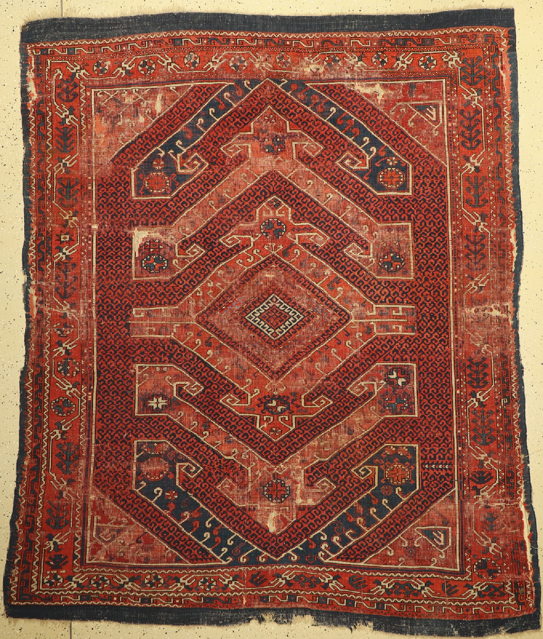 Karakechli antik, Anatolien, Bergama-Gebiet, Anfang 19.Jhd, Wolle auf Wolle, ca. 225 x 200 cm, EHZ:(Alters-und Gebrauchsspuren)