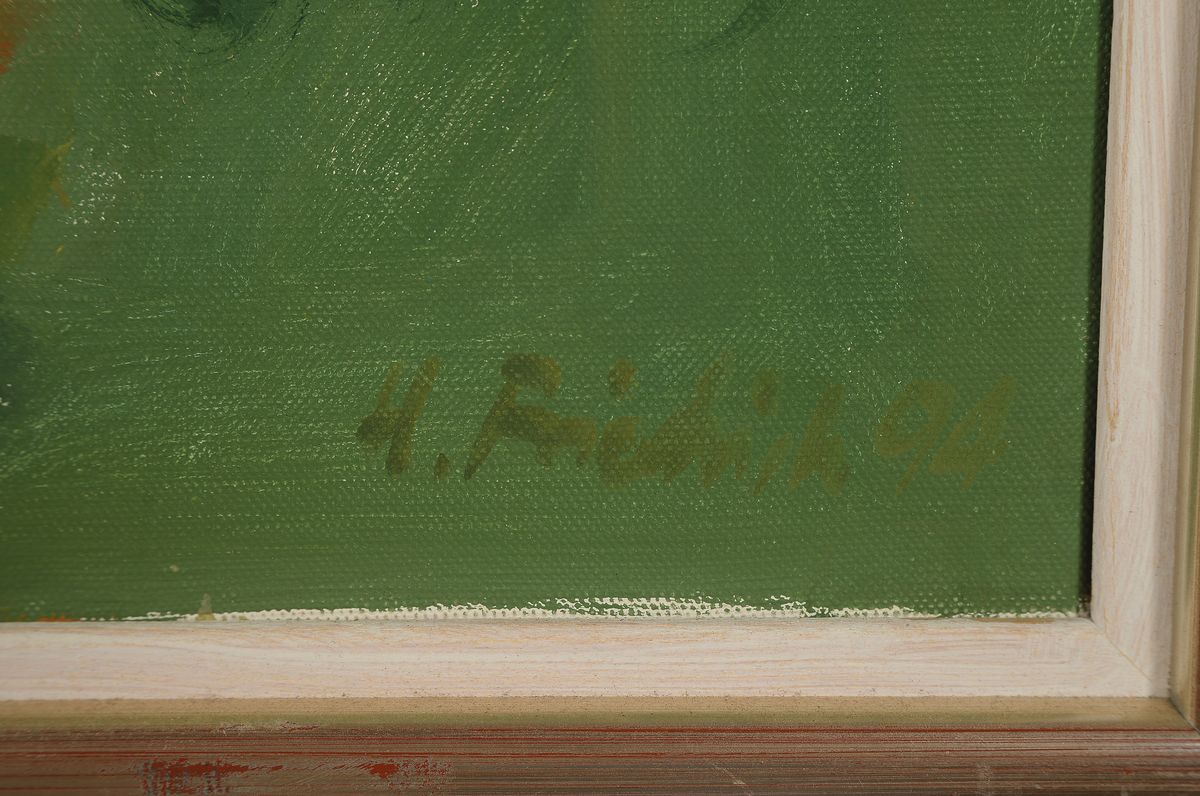 Detail a: Heinz Friedrich, 1924 - 2018, Landschaft mit Feldern, Öl/Lwd, signiert und dat. 94, ca. 50 x 60 cm, Rahmen