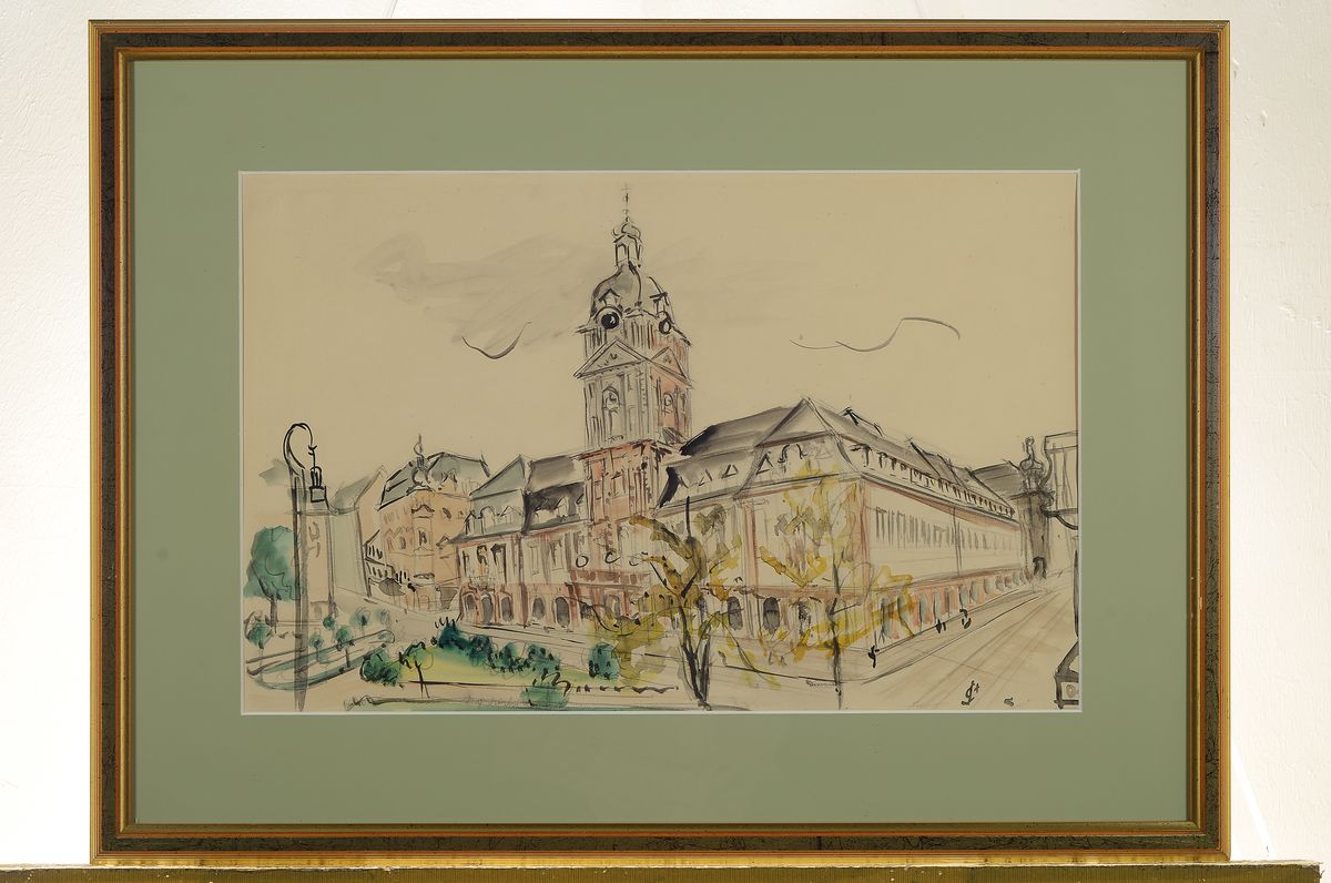 Detail k: Otto Ditscher, 1904-1987 Neuhofen, Das alte Rathaus in Mannheim, Aquarell auf Papier, rechts unten monogr., ca. 31x49cm, PP, u.Gl., R. ca. 49x66cm