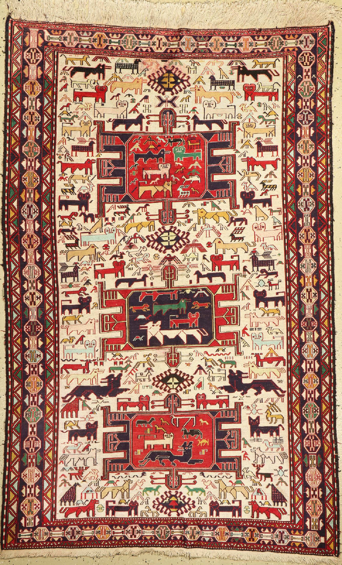 Sumakh, Persien, ca. 50 Jahre, Wolle mit Seide, ca.189 x 122 cm, EHZ: 2, (Fleck)