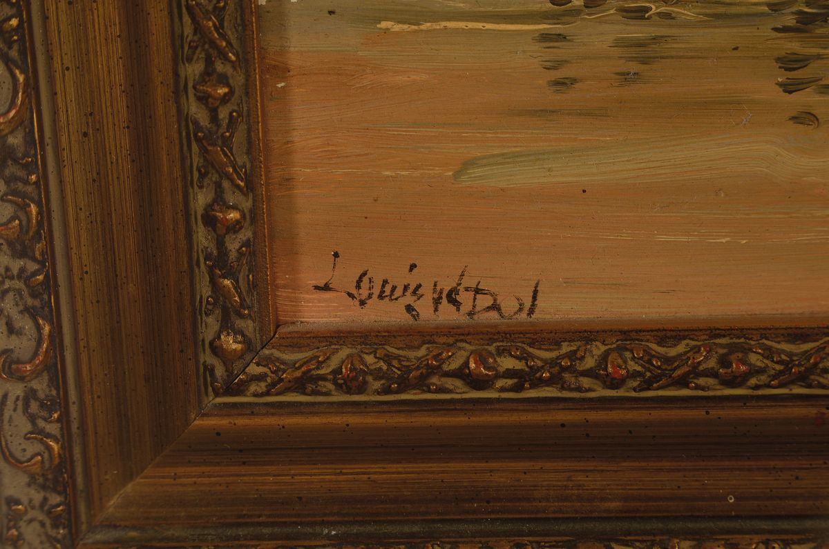 Detail a: Louis van der Pol, 1915 Amsterdam-1986 Abcoude, Reiter und Fischerboote am Strand, Öl/Holz, links unten signiert, ca. 24x30cm, R. ca. 34x40cm
