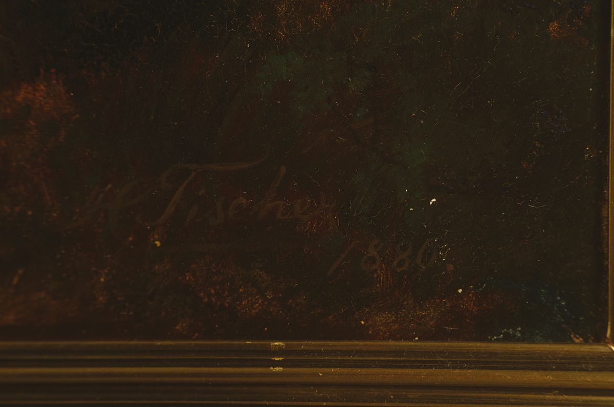 Detail a: Hans Christian Fischer, 1849 Vestbirk - 1886 Stockholm, wohl Blick vom Hojdedraget, südlich von Mosso, gekonntes Spiel von Licht und Schatten auf ...