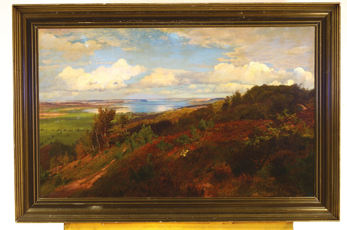 Detail k: Hans Christian Fischer, 1849 Vestbirk - 1886 Stockholm, wohl Blick vom Hojdedraget, südlich von Mosso, gekonntes Spiel von Licht und Schatten auf ...